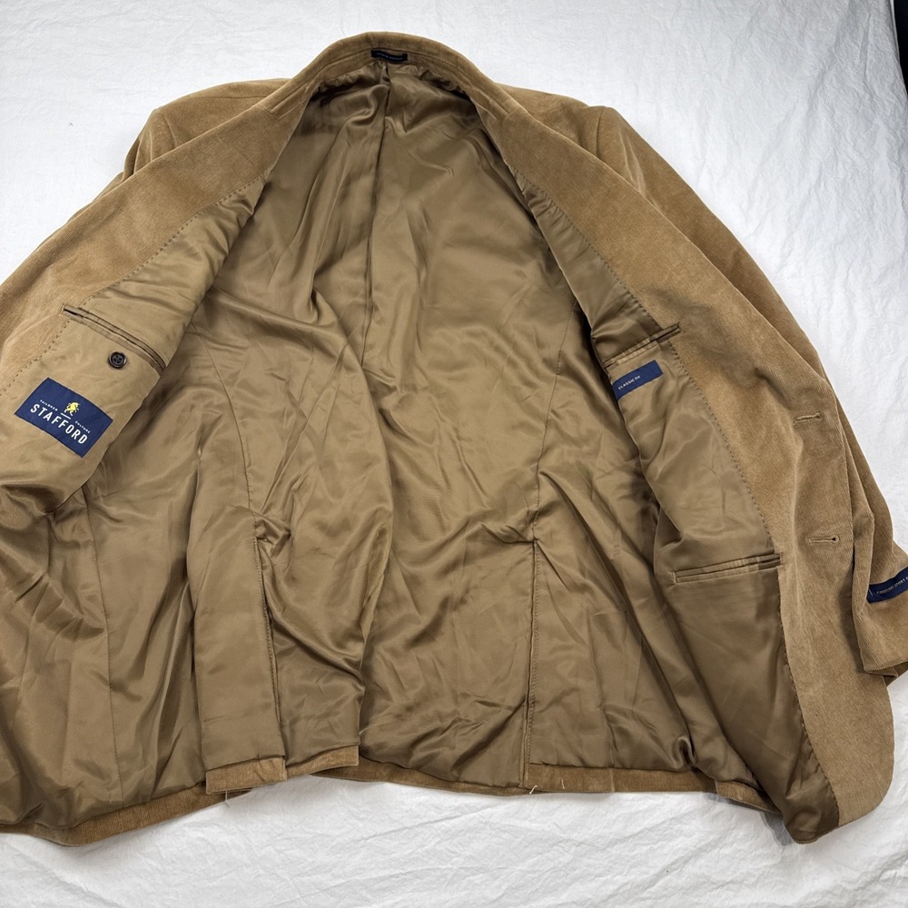 Stafford Men Blazer 50R Big Tall Brown Corduroy Elbow Patch Sports Coat NWT